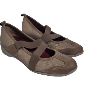 Munro Womens Zip TAUPE COMBO Mary Jane Flats M742148 Size 5.5 Medium